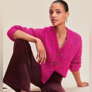 Loft - Pointelle V-Neck Cardigan